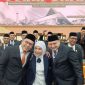 Momen Danny Pomanto bersama Walikota Makassar 2025-2029, Munafri Arifuddin dan Wakil Walikota Makassar 2025-2029 Aliyah Mustika Ilham di Rapat Paripurna Penetapan Walikota dan Wakil Walikota Makassar 2025-2029. (FOTO:ist)