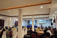 Wakil Ketua DPRD Kota Makassar, Andi Suharmika, SH. melLAKSANAKAN sosialisasi Peraturan Daerah No. 7 Tahun 2019 Bangunan Gedung, di Hotel Sarison (03/06). FOTO:REDAKSI