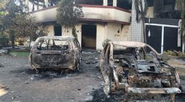 Kantor DPRD Kota Makassar paska terbakar.(FOTO:IST)