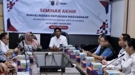 Badan Pendapatan Daerah (Bapenda) Kota Makassar bekerja sama dengan Fakultas Ilmu Sosial dan Ilmu Politik (FISIP) Universitas Hasanuddin menggelar seminar akhir hasil Survei Indeks Kepuasan Masyarakat (IKM).(foto:IST)